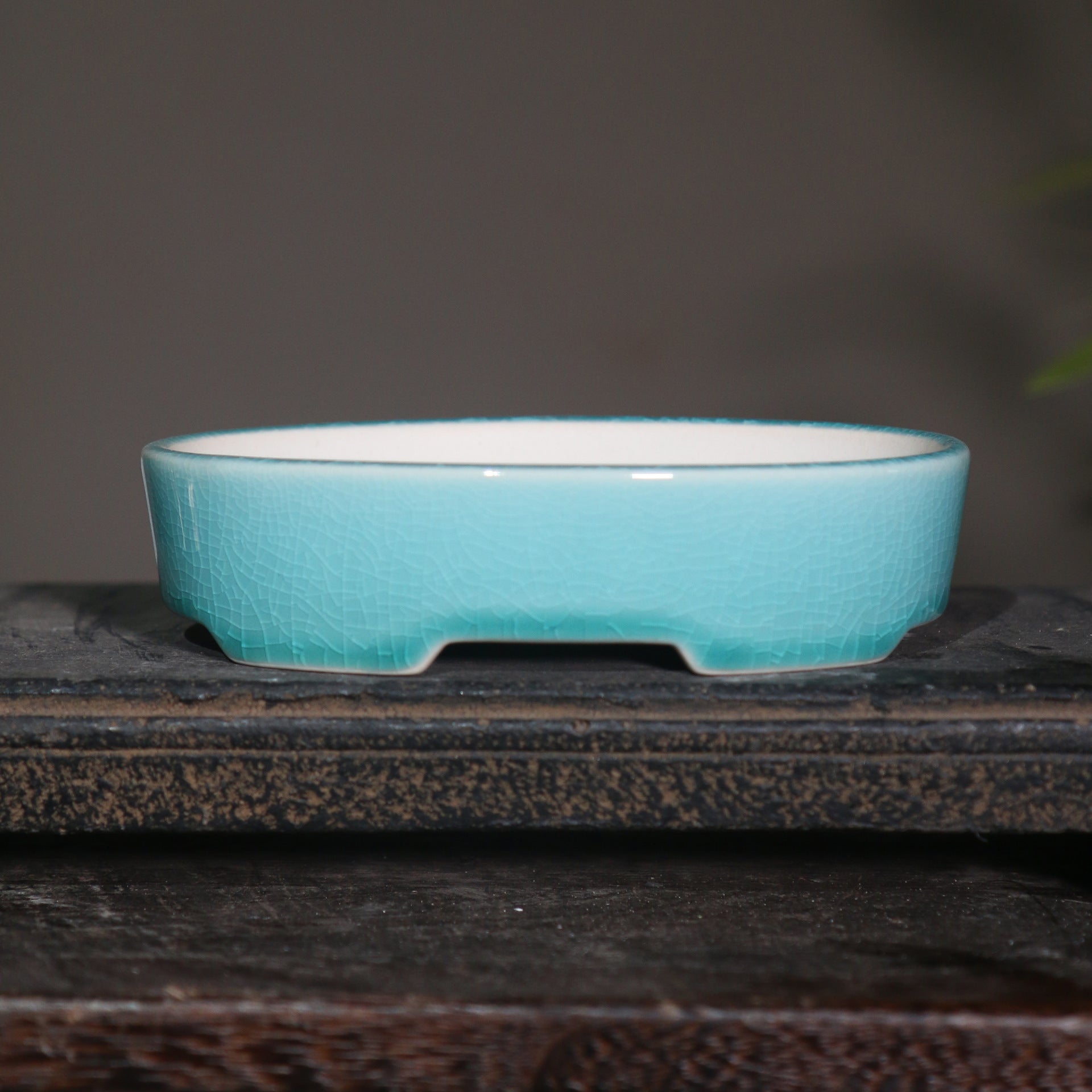 Desktop Oval Ceramic Purple Clay Flowerpot