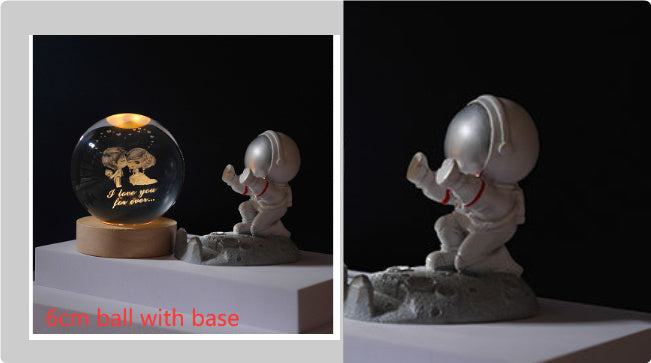 3D Crystal Ball Night Light Solar System Cosmic Theme LED Decoration Light Wooden Base Astronomy Nightlights Birthday Gift