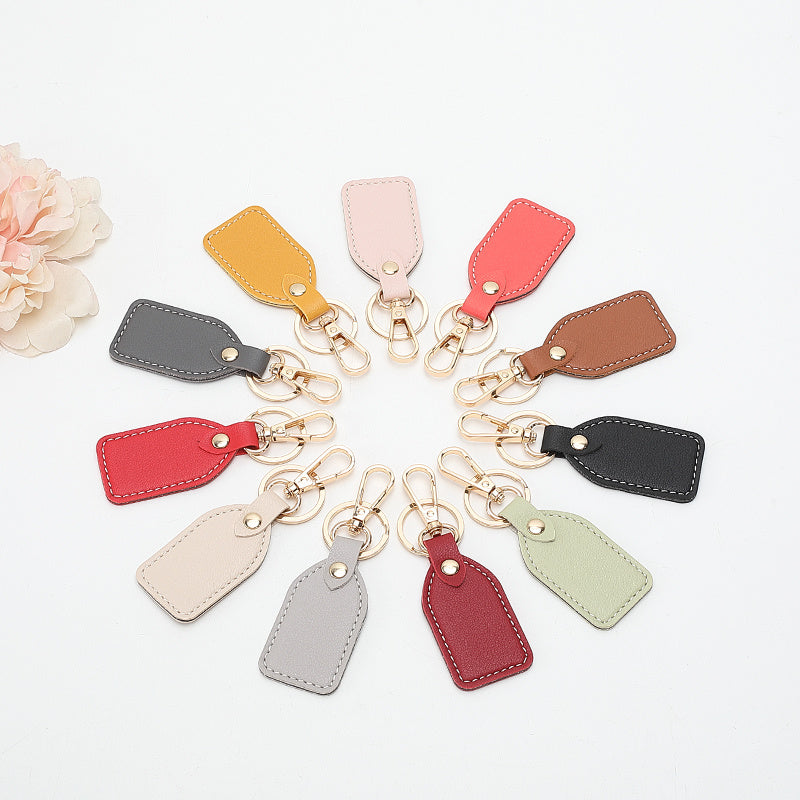 Vintage Leather Rose Red Keychain Pendant