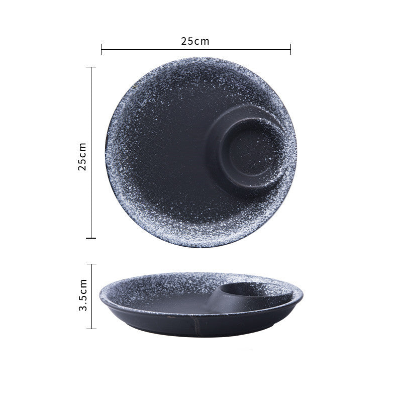 Creative Ceramic Japanese Dumpling Plate With Vinegar Dish