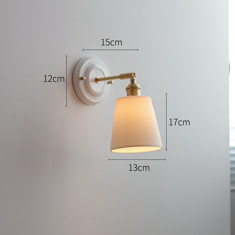 Ceramic Nordic Bedroom Bedside Full Copper Wall Lamp