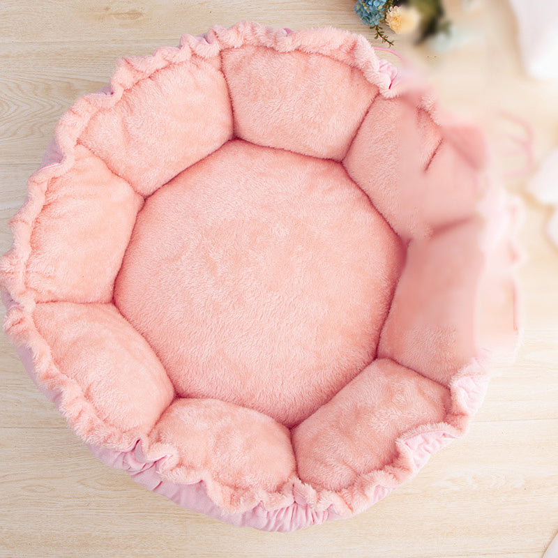 Cute Soft Nest Teddy Pomeranian Small Cat Sleeping Pad Blanket Pad Dog Kennel Flowers