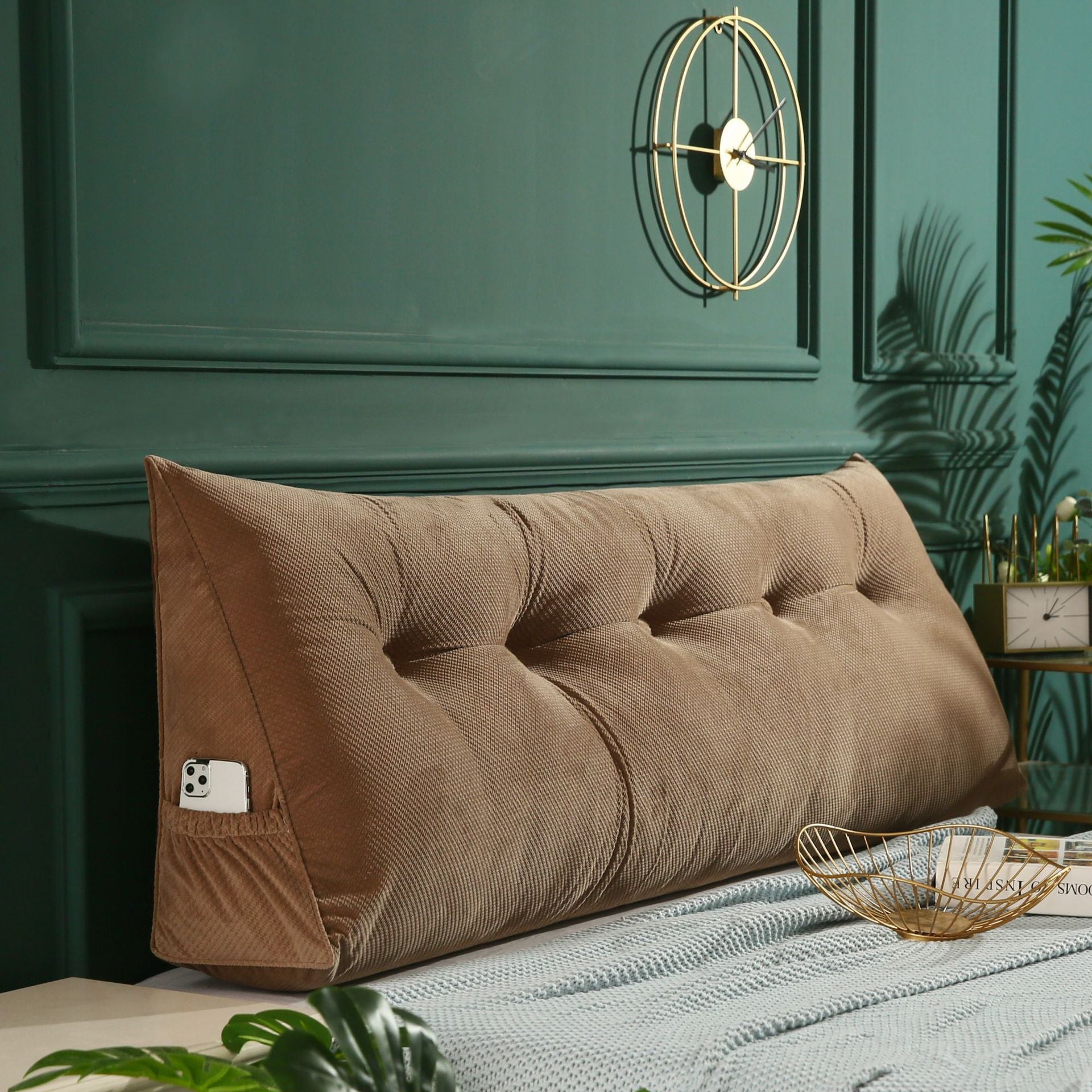 Three Dimensional Velvet Triangle Big Cushion Bedside Cushion Can Be