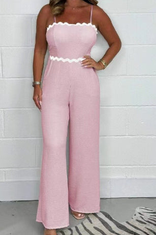 Fashion Pure Color Tube-top Suspender Jumpsuit