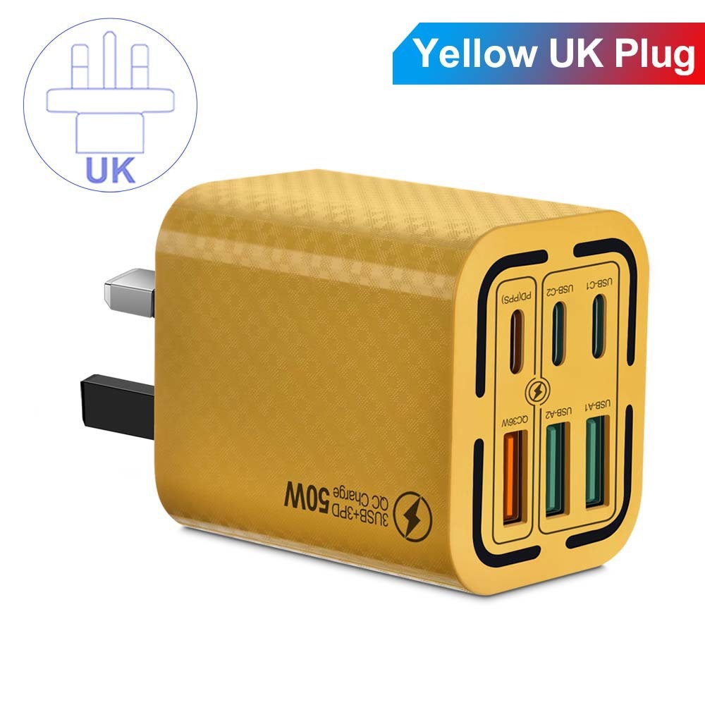 50W 6Ports 3USB 3PD Multi-interface Fast Charging Mobile Phone Charging Plug