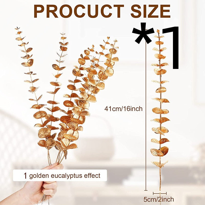 Golden Eucalyptus Eucalyptus Leaves Fake Leaf Stem Autumn Decorative Plant