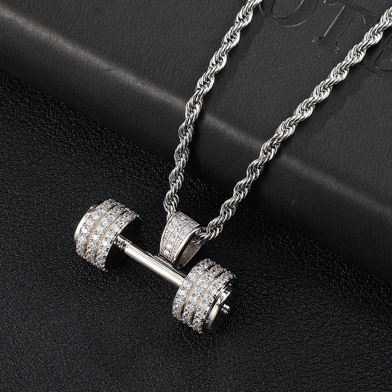 Diamond Full Zircon Trend Dumbbell Pendant