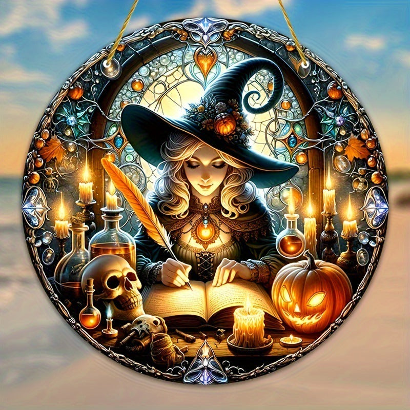 Acrylic Halloween Witch Pendant Color Disc Wall Decorations