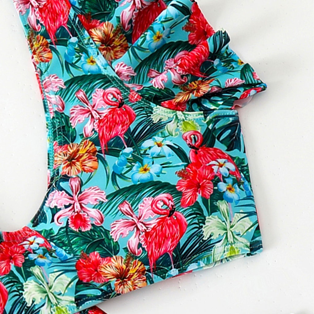 Flounced Split Swimsuit Bikini European And American Sexy High Waist