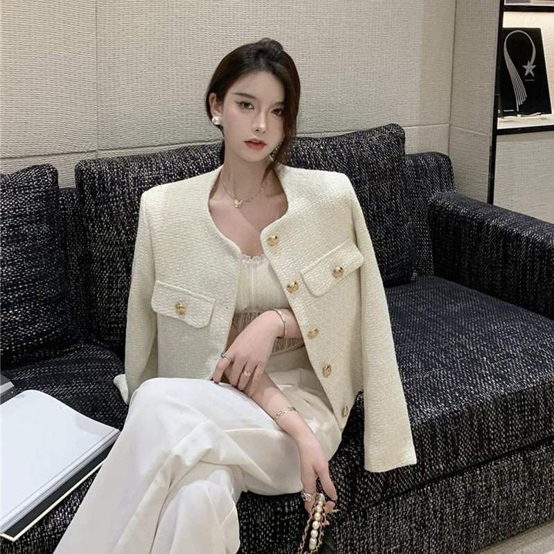 Women's Small Country Style Tweed Long Sleeve Jacket