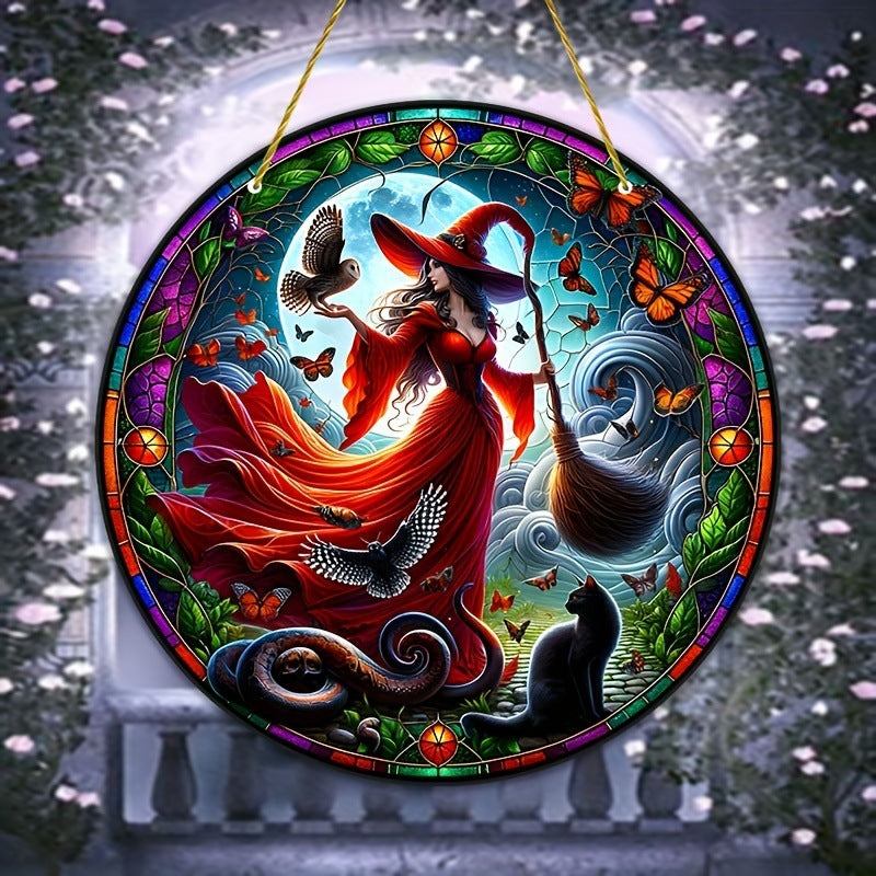 Acrylic Halloween Witch Pendant Color Disc Wall Decorations