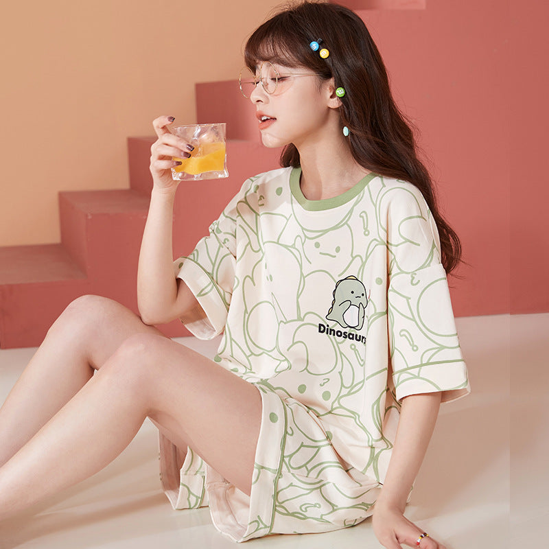 Pajamas Summer Women's Suit Pure Cotton High-grade Short-sleeved Shorts