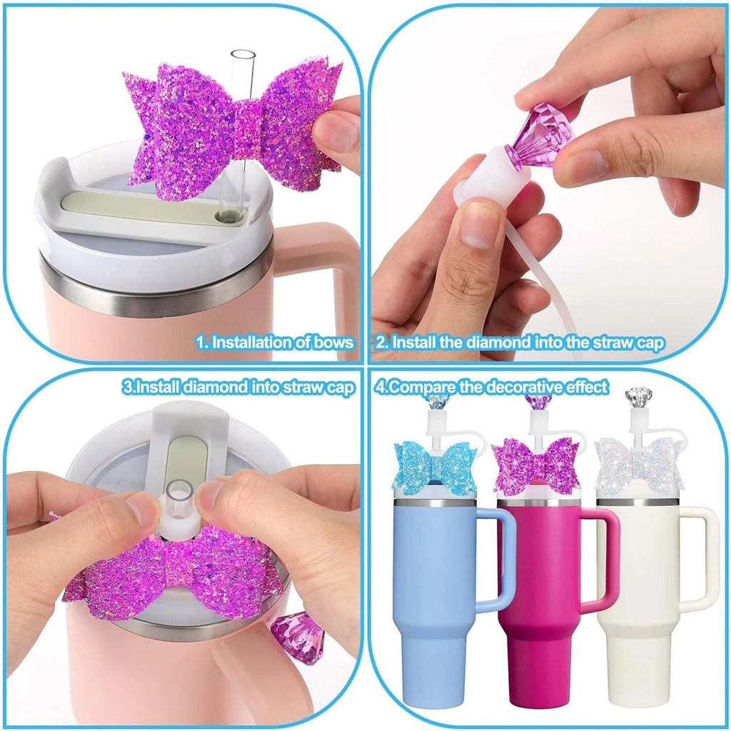 Bow Diamond Straw Cup Decorative Fashion Personality All-match