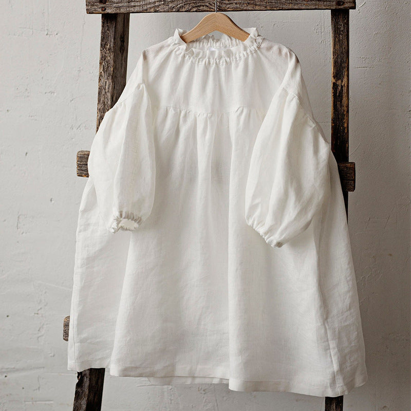 Girls' Ramie Cotton Dress Nordic Style