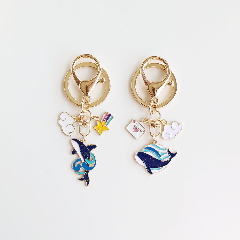 Cute Cartoon Whale Dolphin Keychain