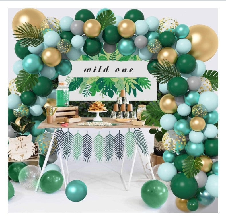 Animal Head Birthday Party Balloon Jungle Set Monstera Theme