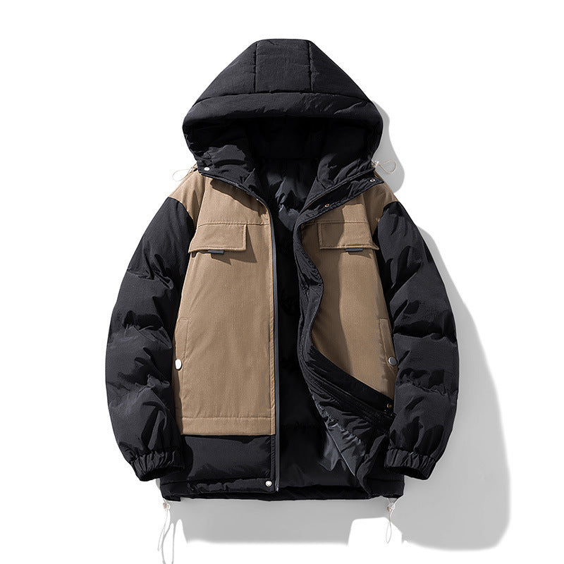 Couple's Winter Cotton-padded Coat Japanese Stitching Hooded Jacket