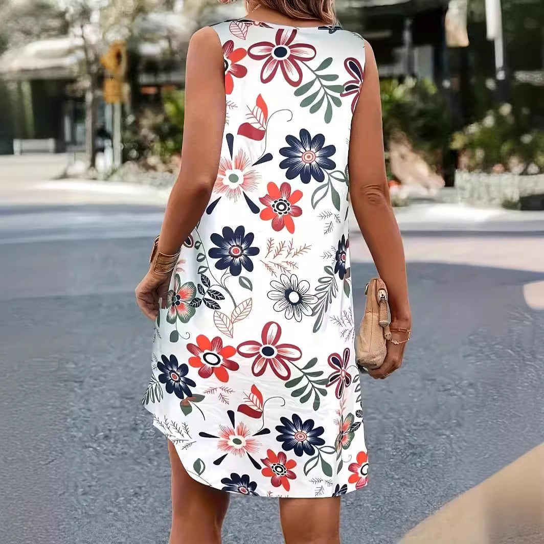 Women's Round Neck Floral Print Dress