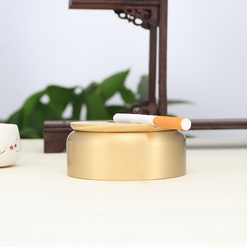 Creative Home Office With Cover Anti-Flying Brass Ashtray