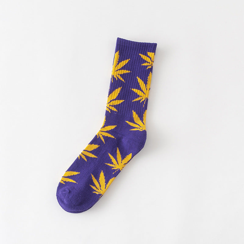 Women's Leaves Are Cotton Middle Tube Socks Thick