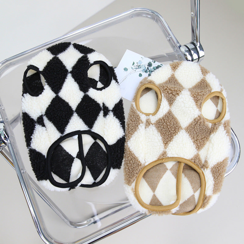 Pet Diamond Lattice Velvet Coat