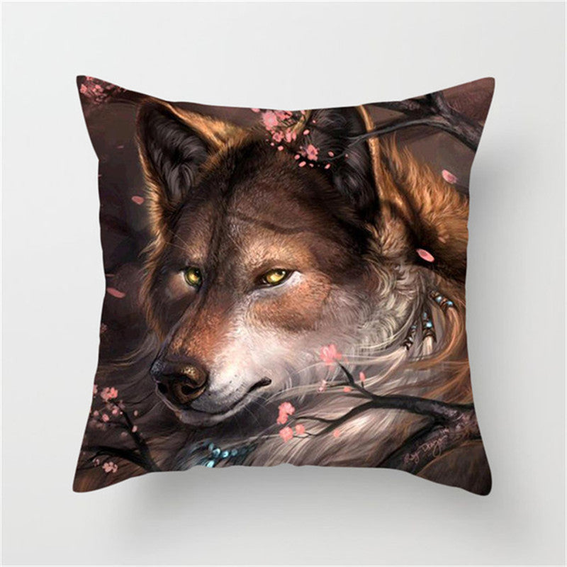 Home Decoration Without Pillow Core 3D Fluorescent Wolf Polyester Pillowcase
