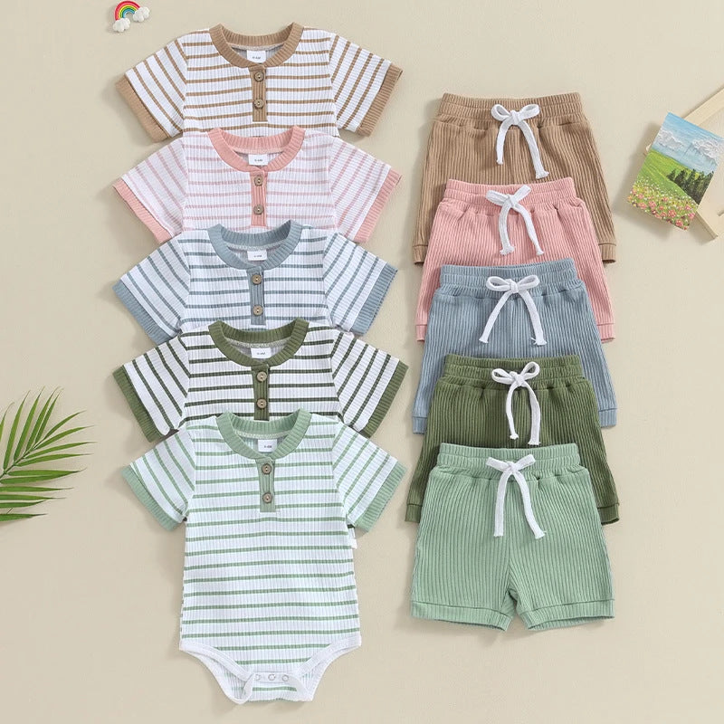 Baby Jumpsuit Short Sleeve Toddler Jumpsuit Romper Shorts Suit