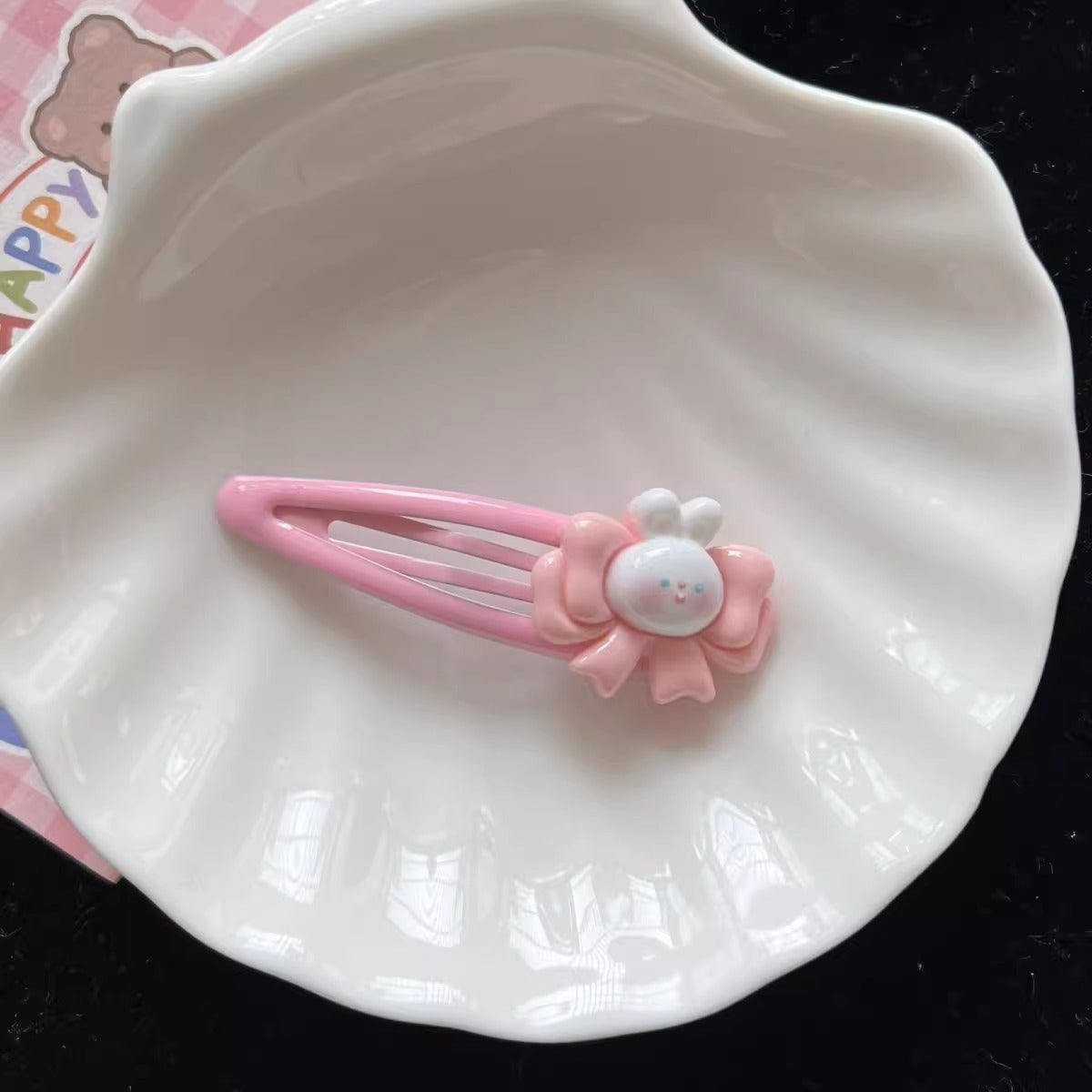 Cartoon Love Bunny Barrettes Broken Hair BB Clip Cute Bow Hair Clip Forehead Bang Clip Headdress