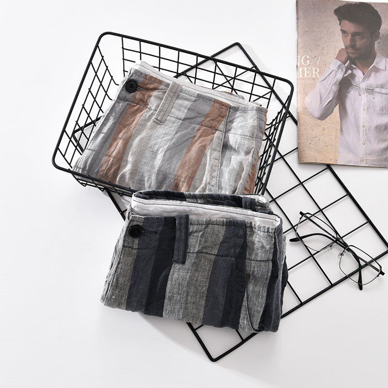 Men's Straight Loose Cotton And Linen Casual Shorts