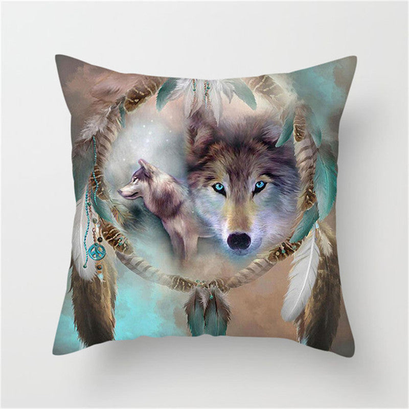 Home Decoration Without Pillow Core 3D Fluorescent Wolf Polyester Pillowcase