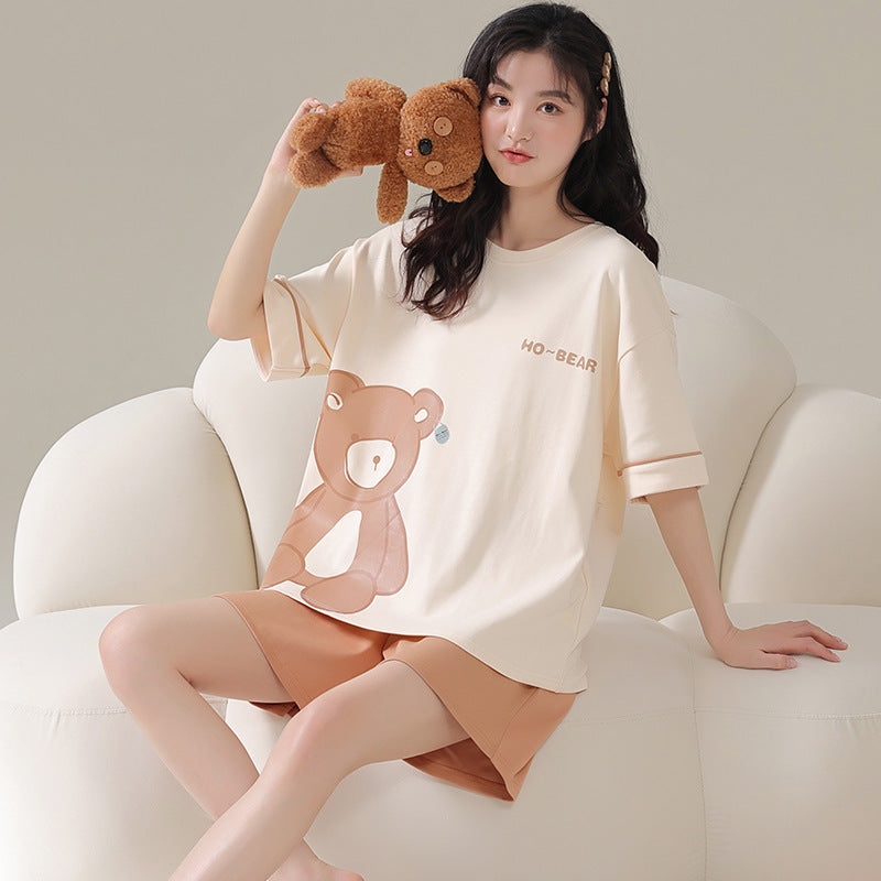 Pajamas Summer Women's Suit Pure Cotton High-grade Short-sleeved Shorts