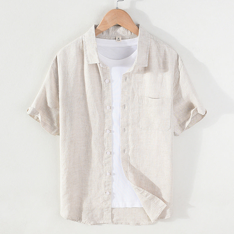 Men's Summer Short Sleeve Pure Linen Shirt