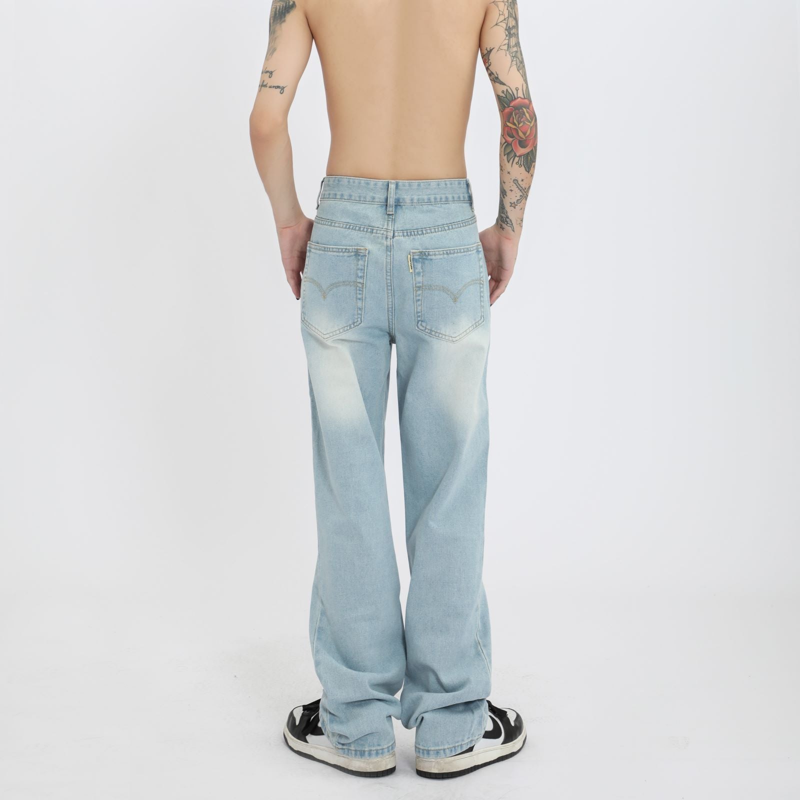 Ice Blue Jeans High Street Distressed Bootcut Trousers