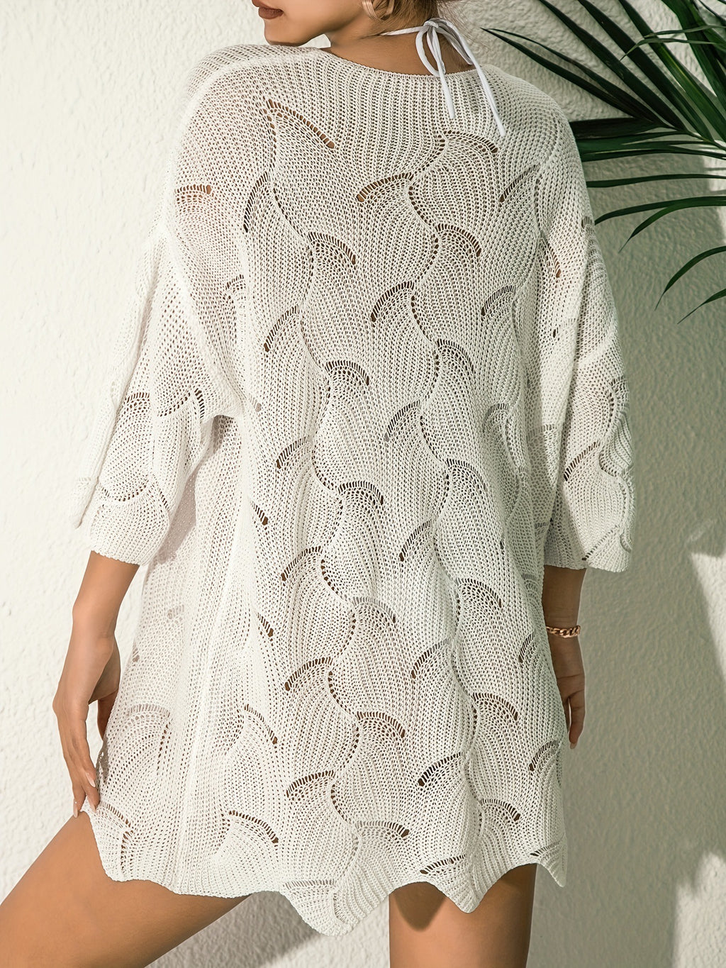 Round Neck Hollow-out Knitted Pullover Blouse