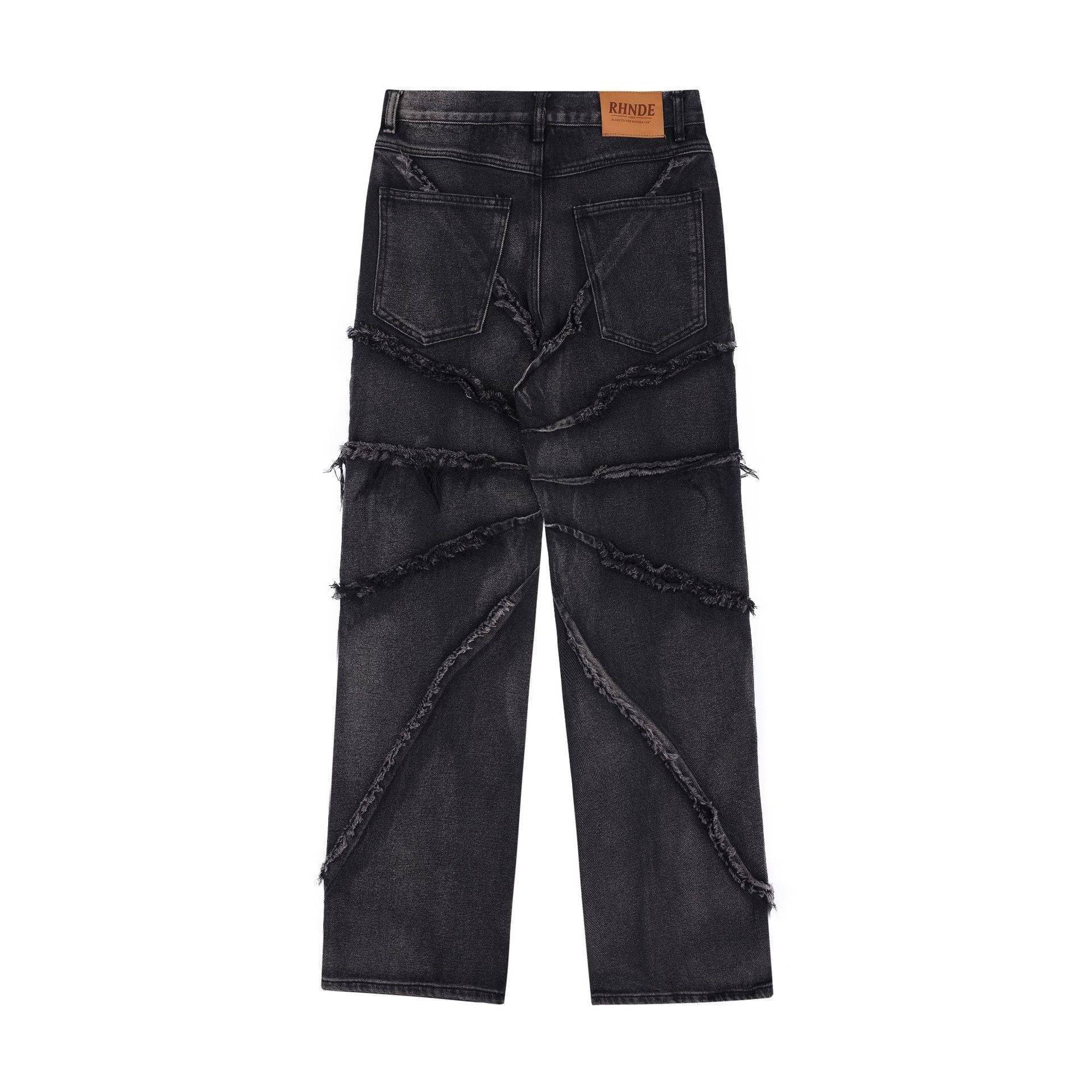 Frayed Stonewashed Worn Looking Washed-out Jeans Straight Loose Trousers