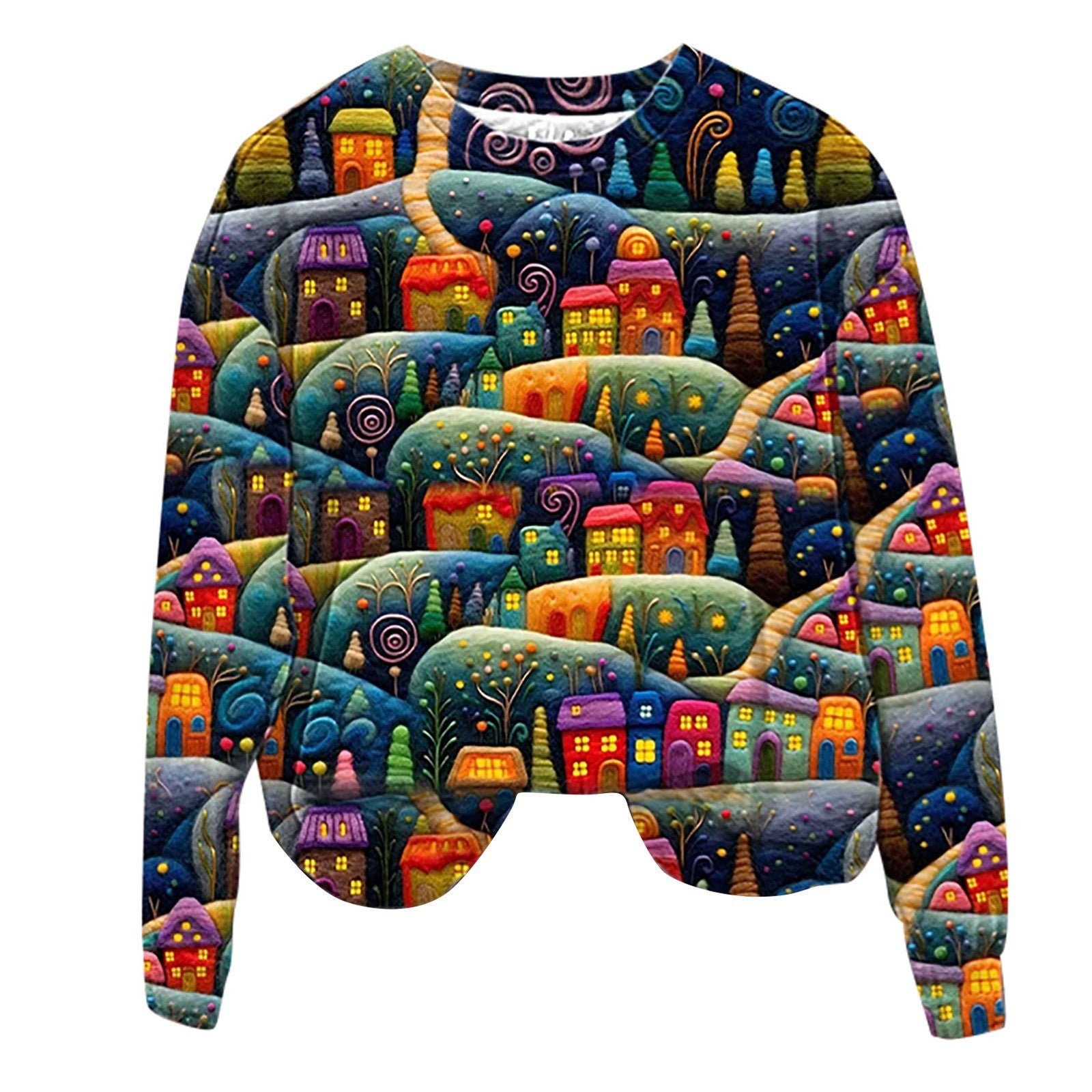 Santa Claus Print Sweater Top