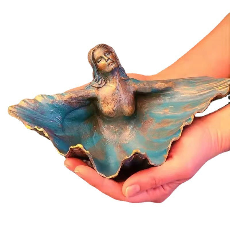 Clamshell Goddess Storage Bowl Sculpture Resin Decorations