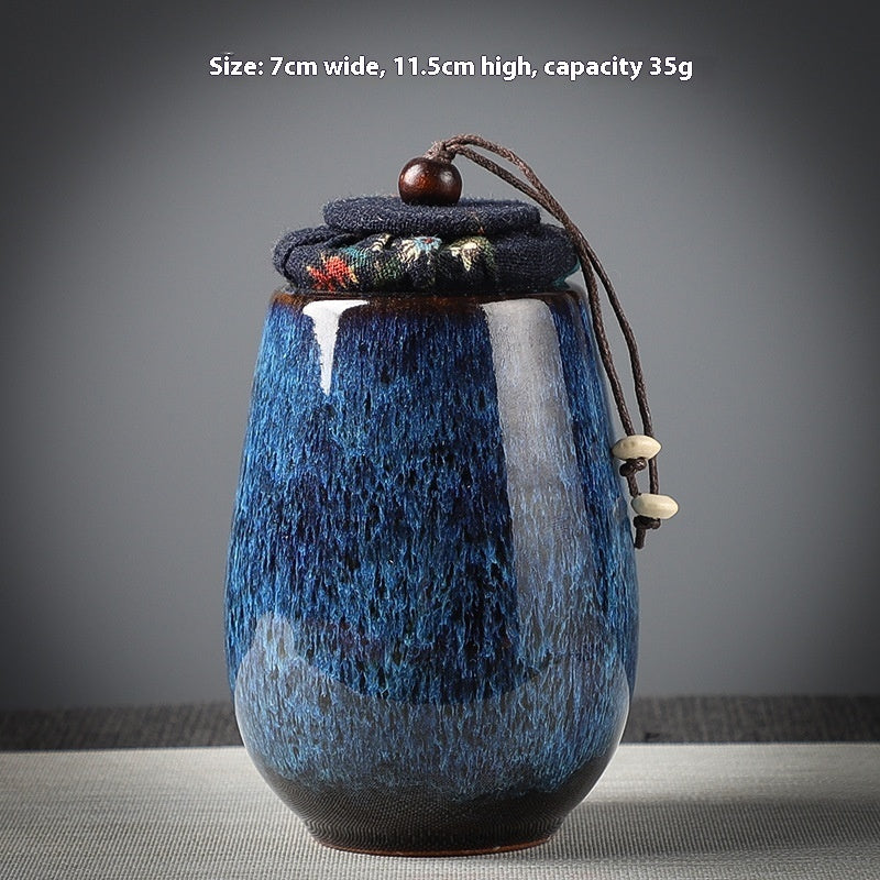 Ceramic Tea Sealed Jar With Inlaid Flowers