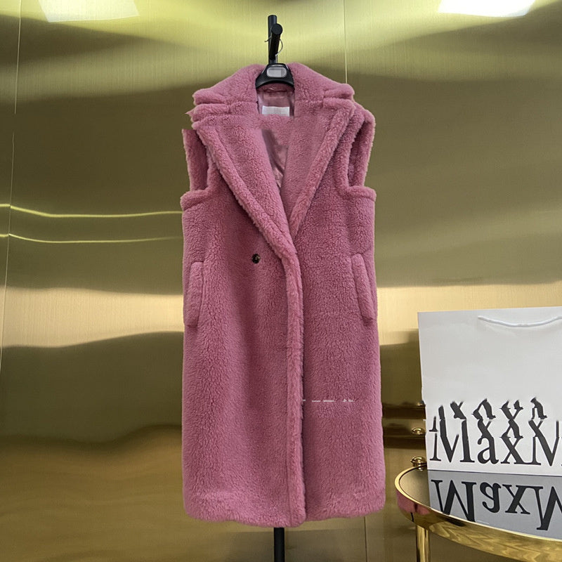 Women's Fur Long Profile Vest Jacket