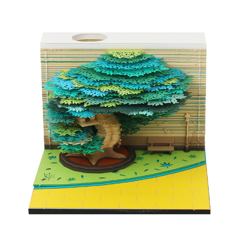 Four Seasons Tree Tree Planting Festival 3D Stereo Notepad Paper Carving