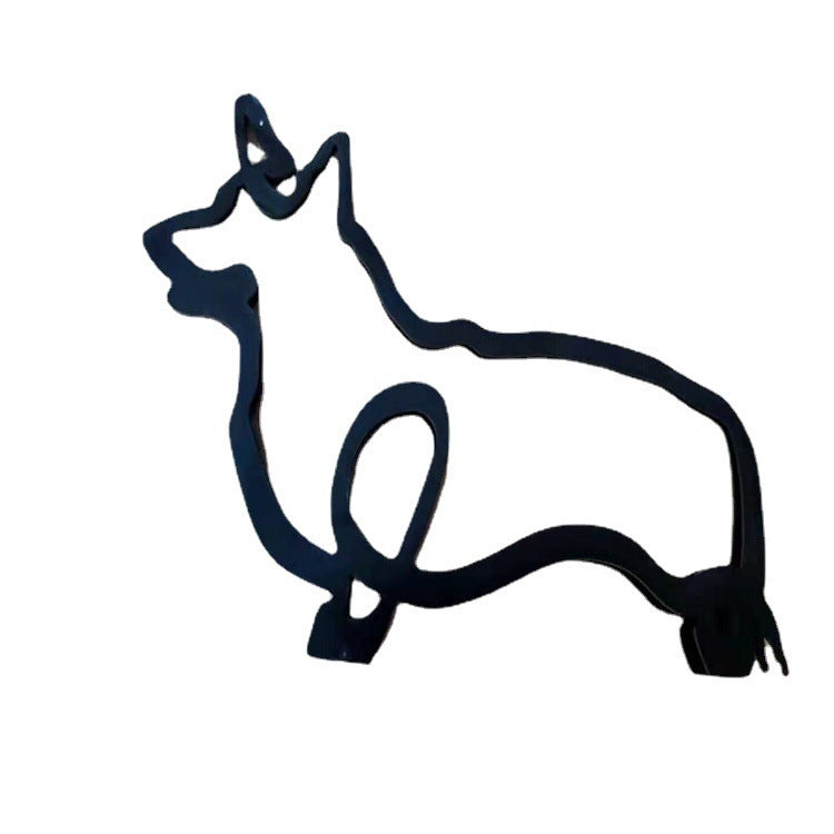 Simple Metal Dog Art Sculptured Ornaments Home Decoration