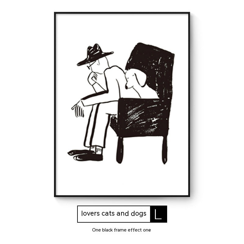 Cat And Dog Abstract Style Decorative Painting Interesting Art Style