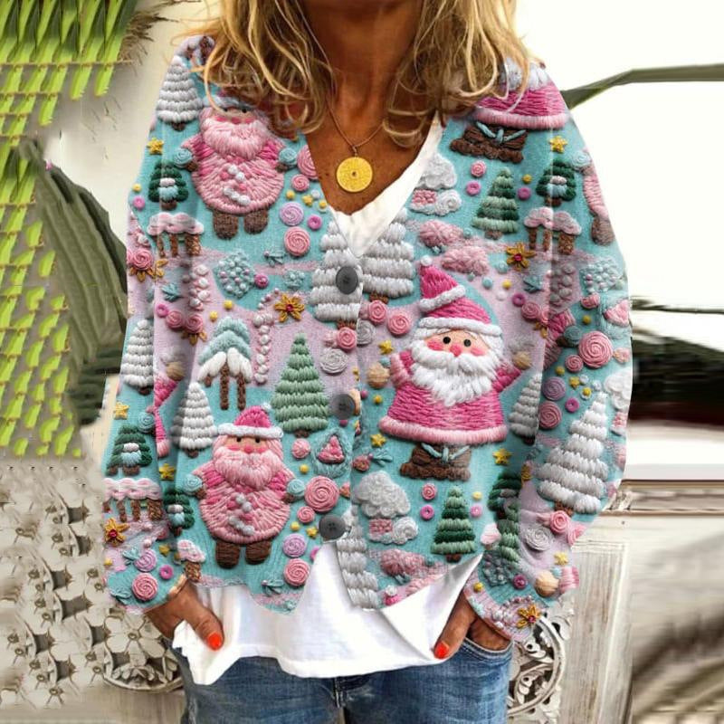 Christmas Abstract Printing Cloak Coat Cardigan Sweater