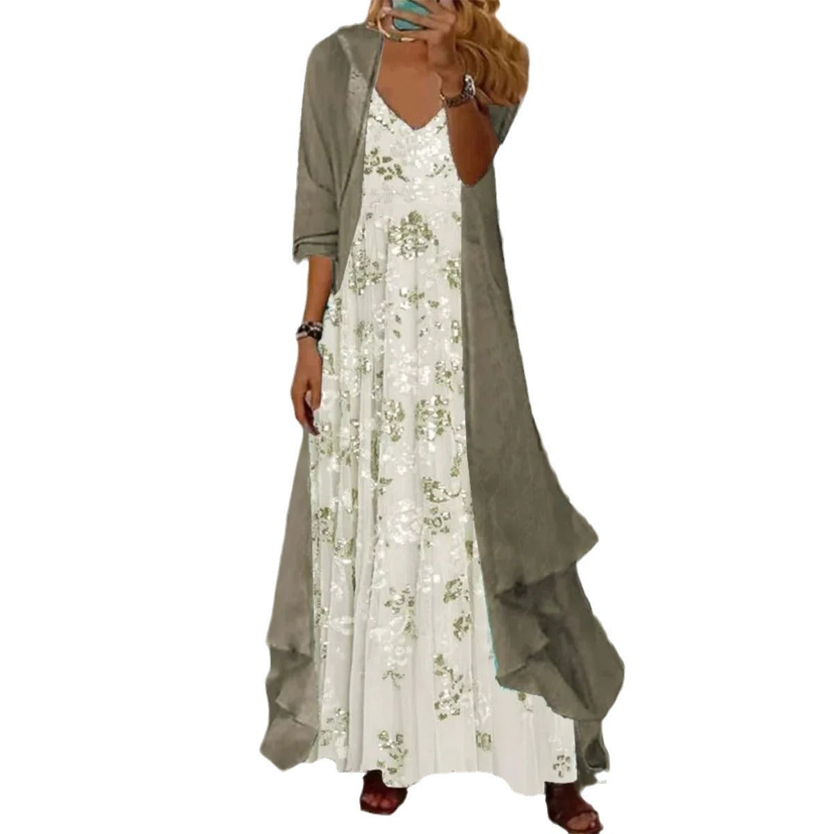 Women's Two-piece Digital Printing Sling Chiffon Jacket