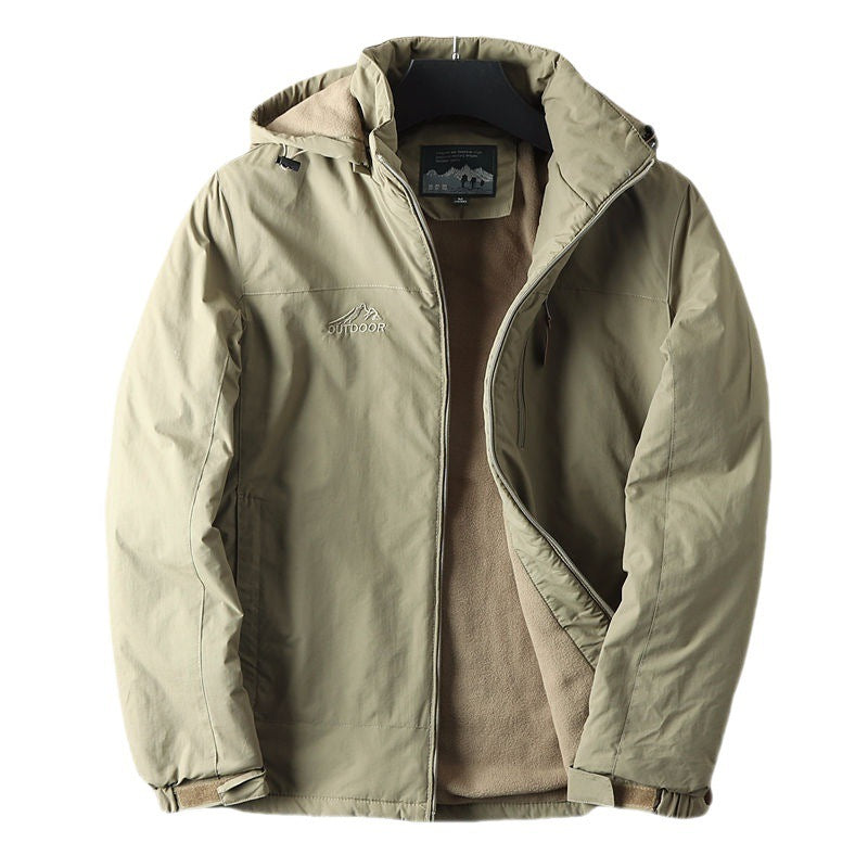 Men's Outdoor Casual Fleece And Thick Workwear Shell Jacket Jacket Tide