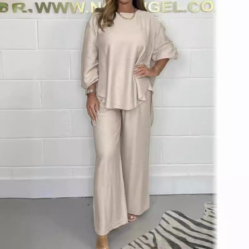 Acetate Satin Long Wide-leg Pants Dovetail Suit