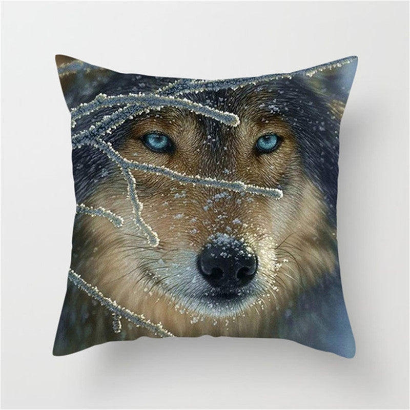 Home Decoration Without Pillow Core 3D Fluorescent Wolf Polyester Pillowcase