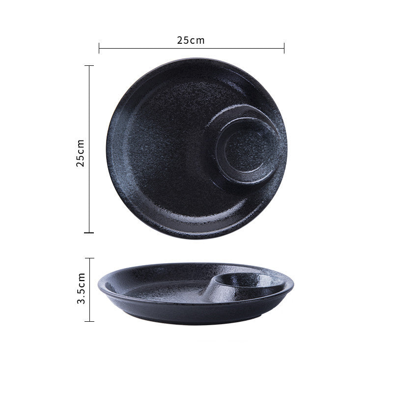 Creative Ceramic Japanese Dumpling Plate With Vinegar Dish