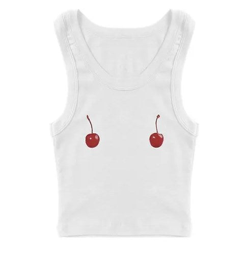 Cherry Print Girl Baby T-shirt Street Sleeveless