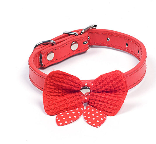 Wool Knitted Bow Pet Collar